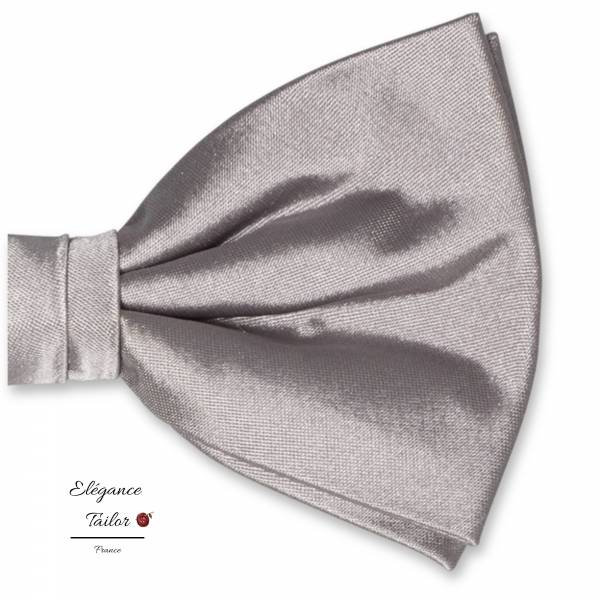 Nœud Papillon Gris - Satin de Soie de chez Elégance Tailor Toulon