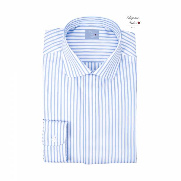 Chemise homme chic bleu à rayures fines Pack Premium Modèle 5059