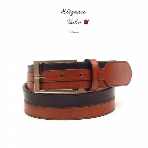 Ceinture marseillaise cognac et marron foncé détaille de chez Élégance Tailor Toulon