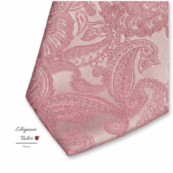 Cravate Paisley Rose Pastel - Soie de chez Elégance Tailor Toulon