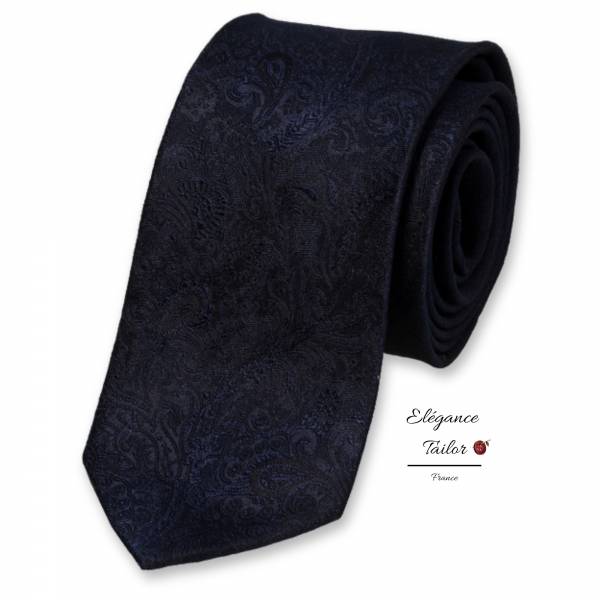 Cravate Paisley Bleu Foncé - Soie de chez Elégance Tailor Toulon