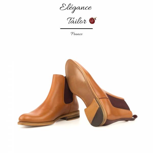 Bottines Chelsea pour femmes cognac de chez Elegance Tailor Toulon