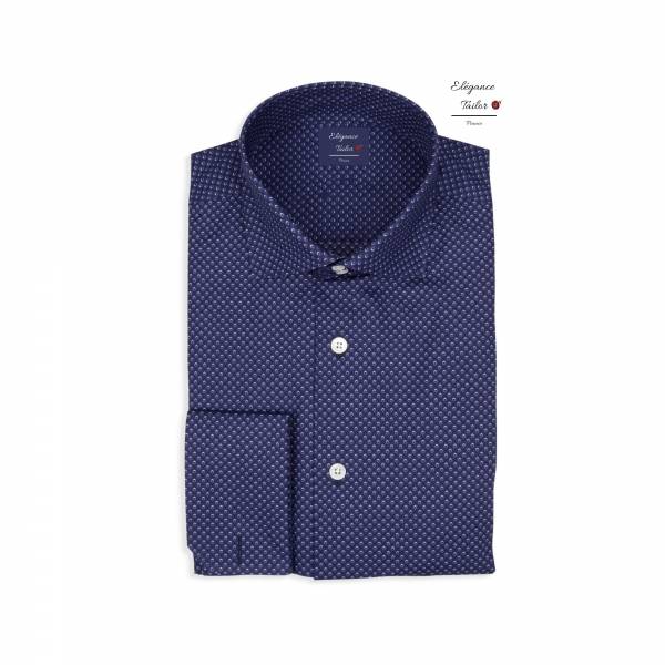 Chemise homme en couleur marine à pois  Modèle 5155